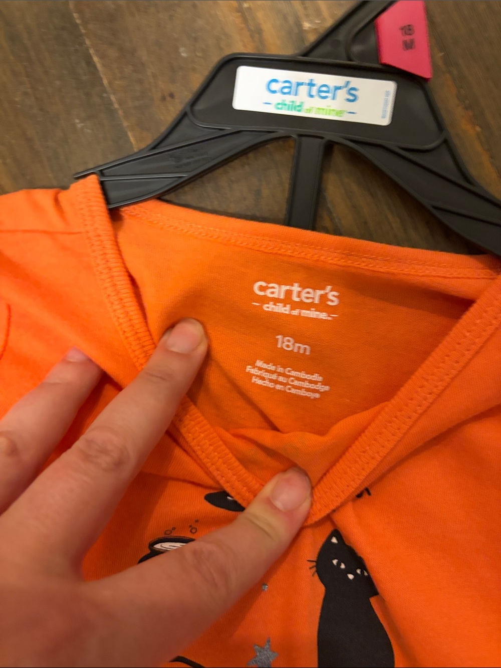 Carter's Orange Halloween Tutu Top with Black Halloween leggings - Picture 4 of 4